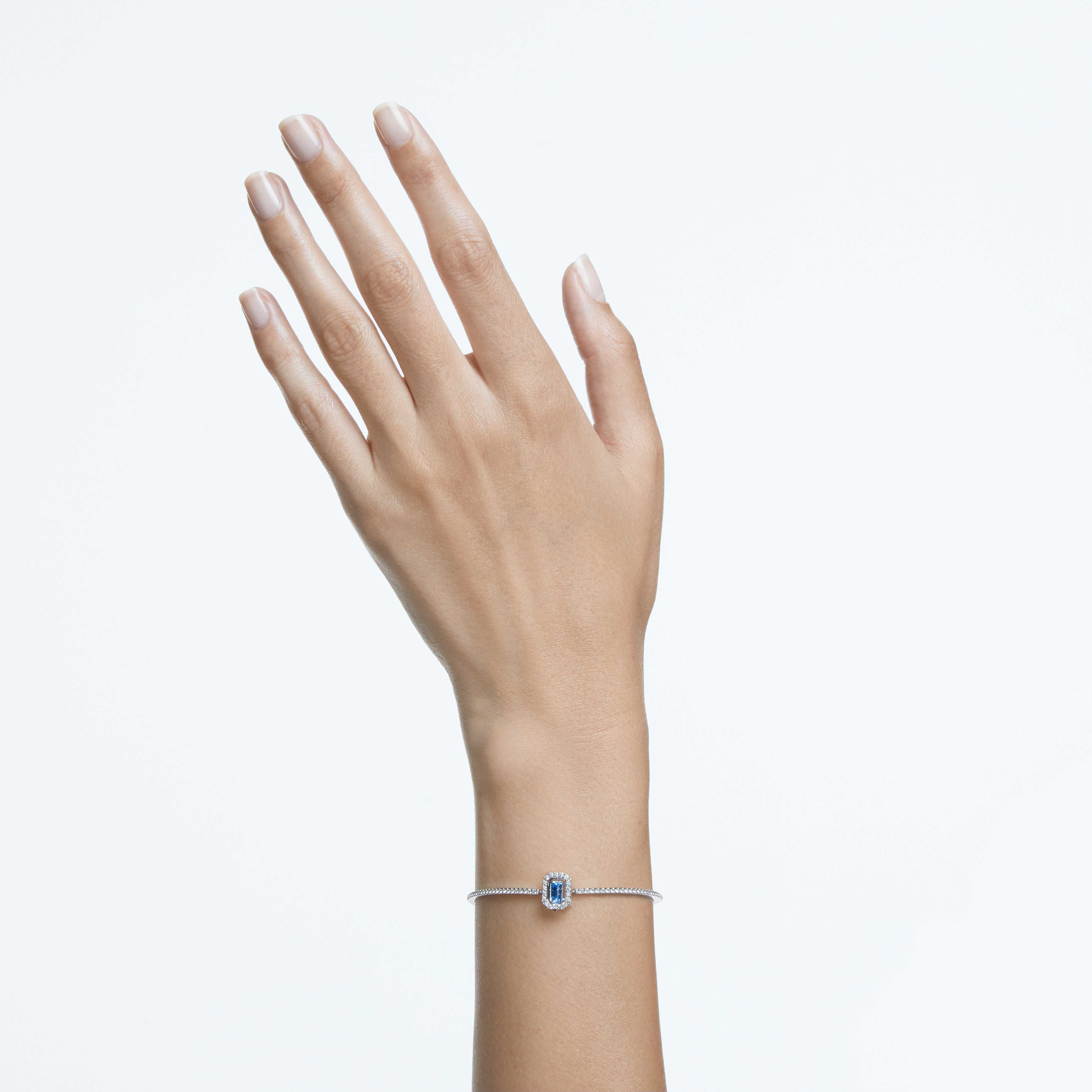 swarovski سوار una، قطع مثمن، كريستالات متراصة، لون أزرق، طلاء روديوم