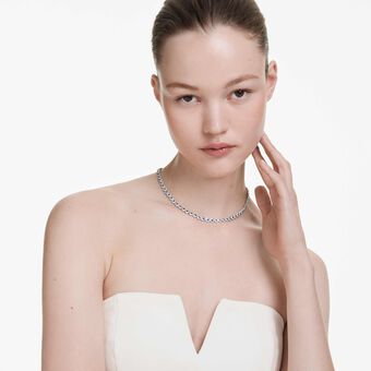 swarovski عقد تنس una angelic، قطع مستدير، لون أزرق، طلاء روديوم