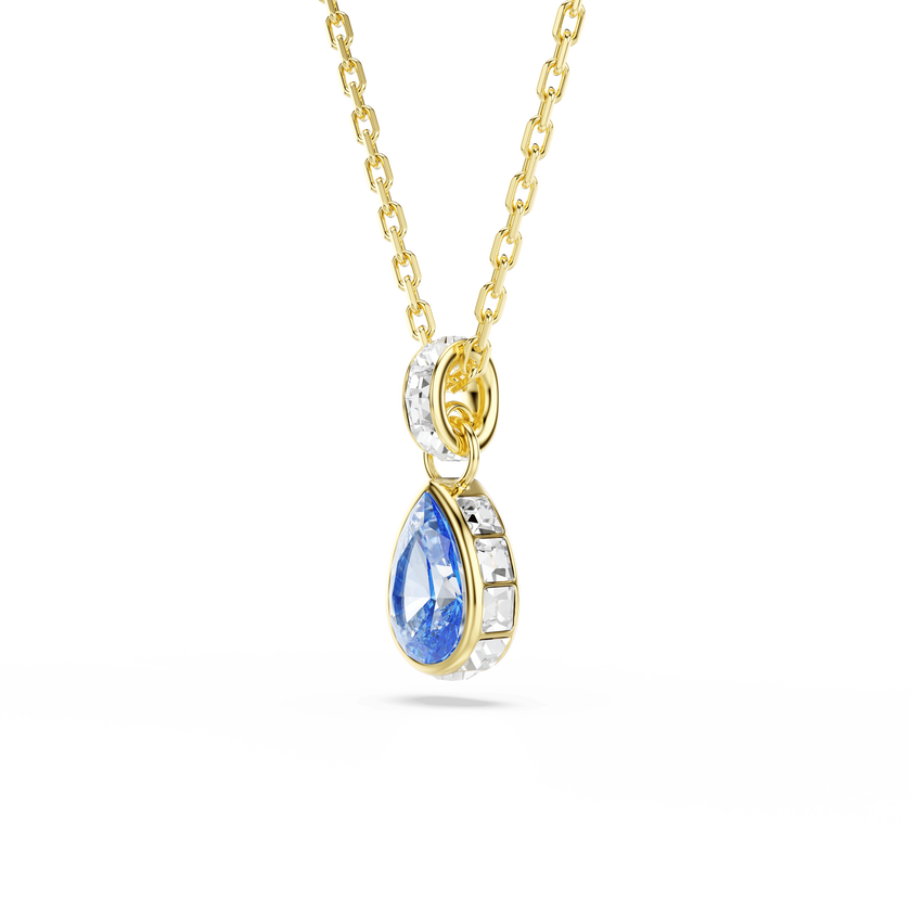 swarovski قلادة chroma، قطع على شكل كمثرى، لون أزرق، لمسة نهائية من الذهب عيار 18 قيراط