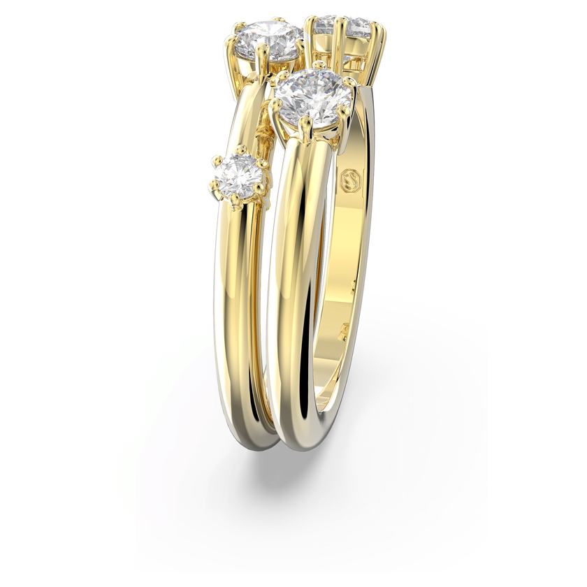 swarovski خاتم constella، طقم من قطعتين، قطع مُستدير، لون أبيض، لمسة نهائية من الذهب عيار 18 قيراط