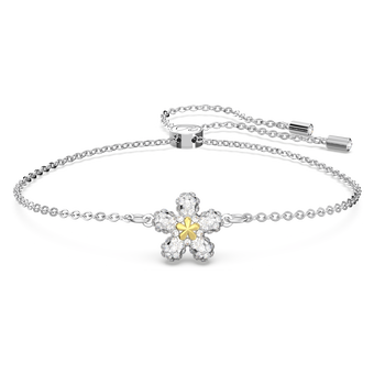 swarovski سوار tough، على شكل زهرة، لون أبيض، لمسة نهائية من معادن مختلطة