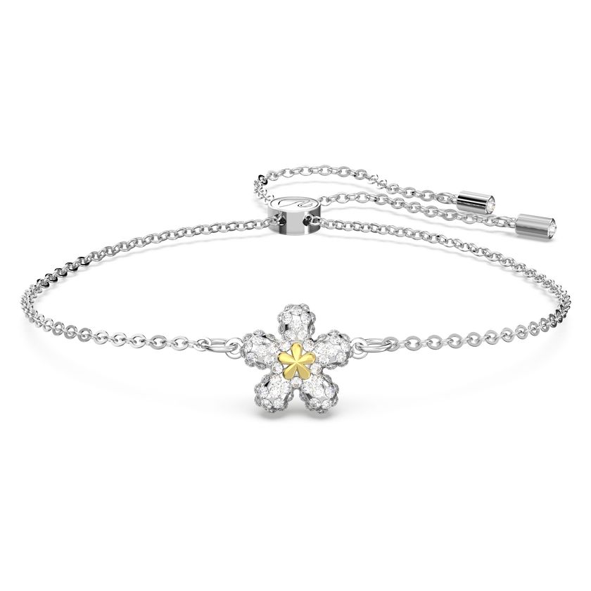 swarovski سوار tough، على شكل زهرة، لون أبيض، لمسة نهائية من معادن مختلطة