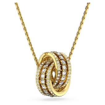 swarovski عقد further، دوائر متداخلة، لون أبيض، طلاء باللون الذهبي