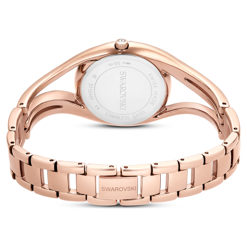 swarovski ساعة hyperbola bangle، سويسرية الصنع، سوار معدن، طلاء ذهبي وردي، لمسة نهائية باللون الذهبي الوردي