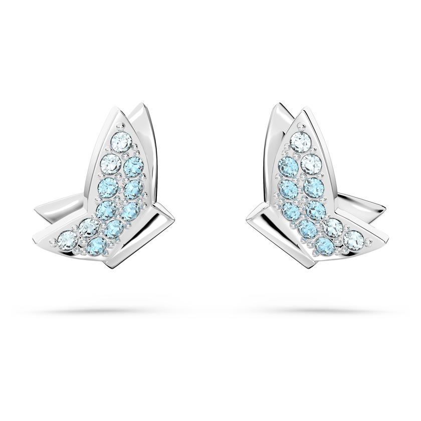 swarovski أقراط lilia دبوسية، على شكل فراشة، لون أزرق، طلاء روديوم
