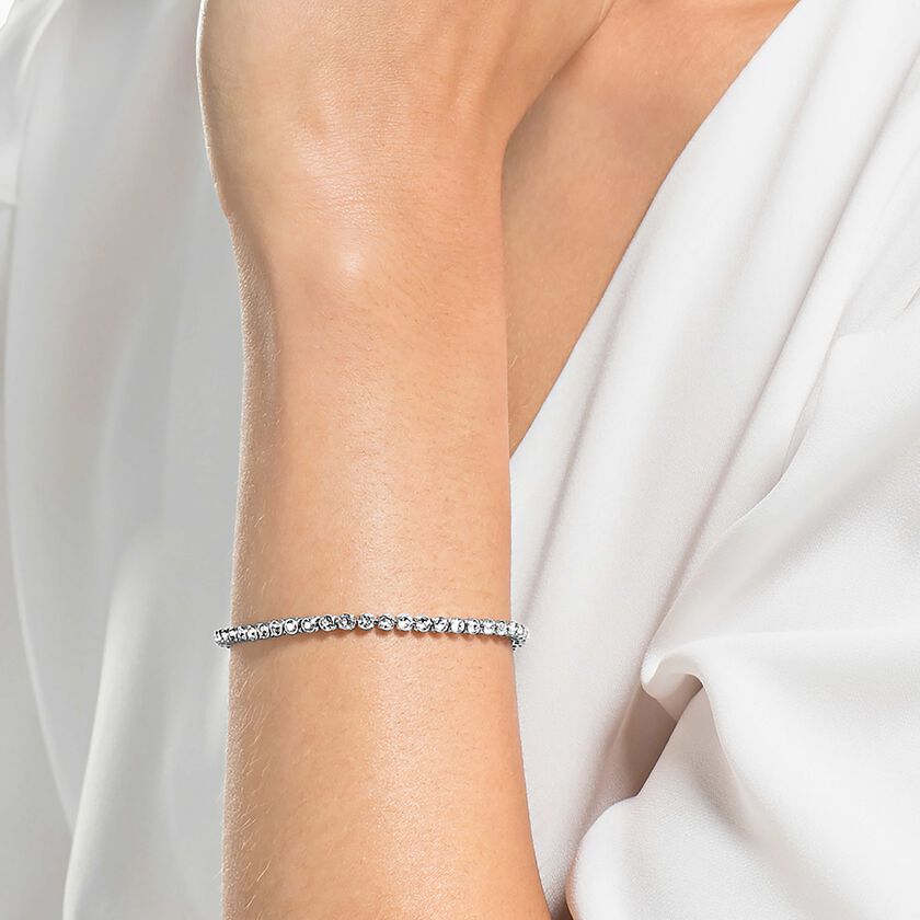 swarovski سوار تنس imber emily، قطع مُستدير، لون أبيض، طلاء روديوم