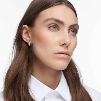 swarovski أقراط حلقية dextera، حجم صغير، طلاء روديوم