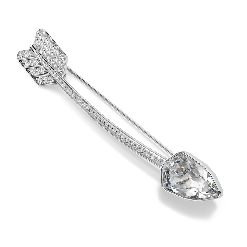swarovski بروش idyllia، قطع متنوع، شكل سهم، لون أبيض، طلاء روديوم