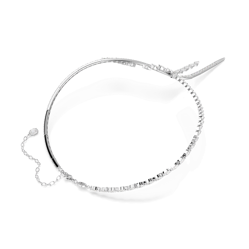 swarovski عقد mesmera على شكل y، قطع متنوع، لون أبيض، طلاء روديوم