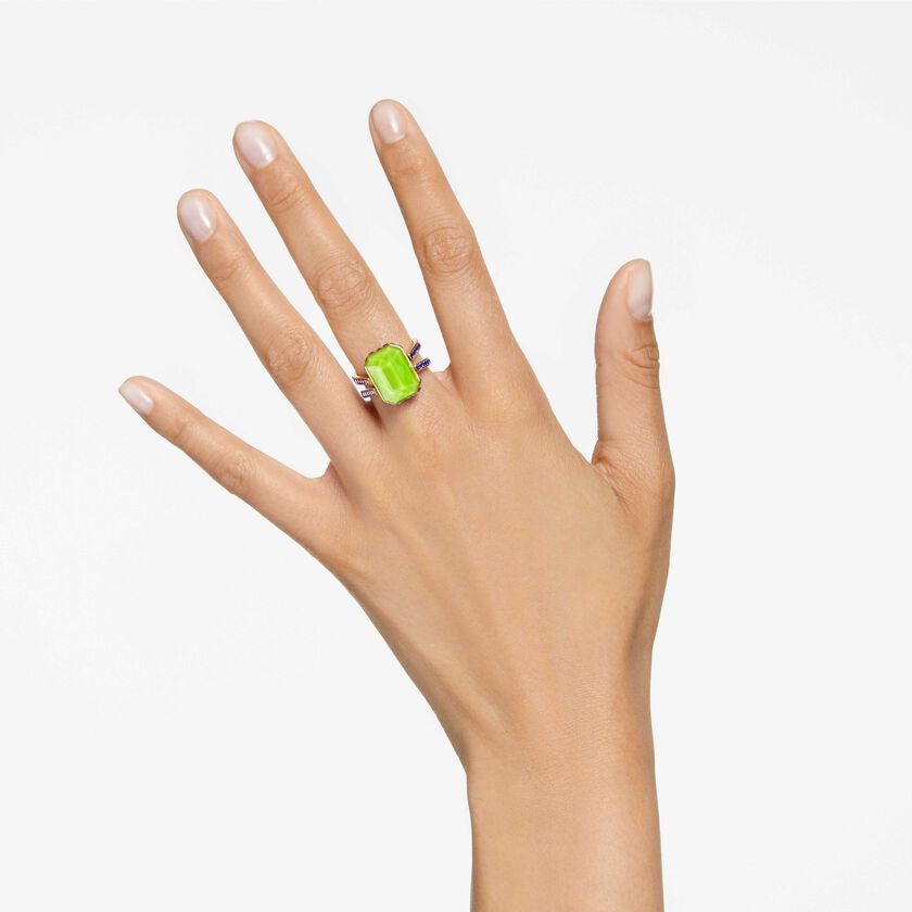swarovski خاتم chroma، قطع مثمن، ألوان متعددة، طلاء بلون ذهبي