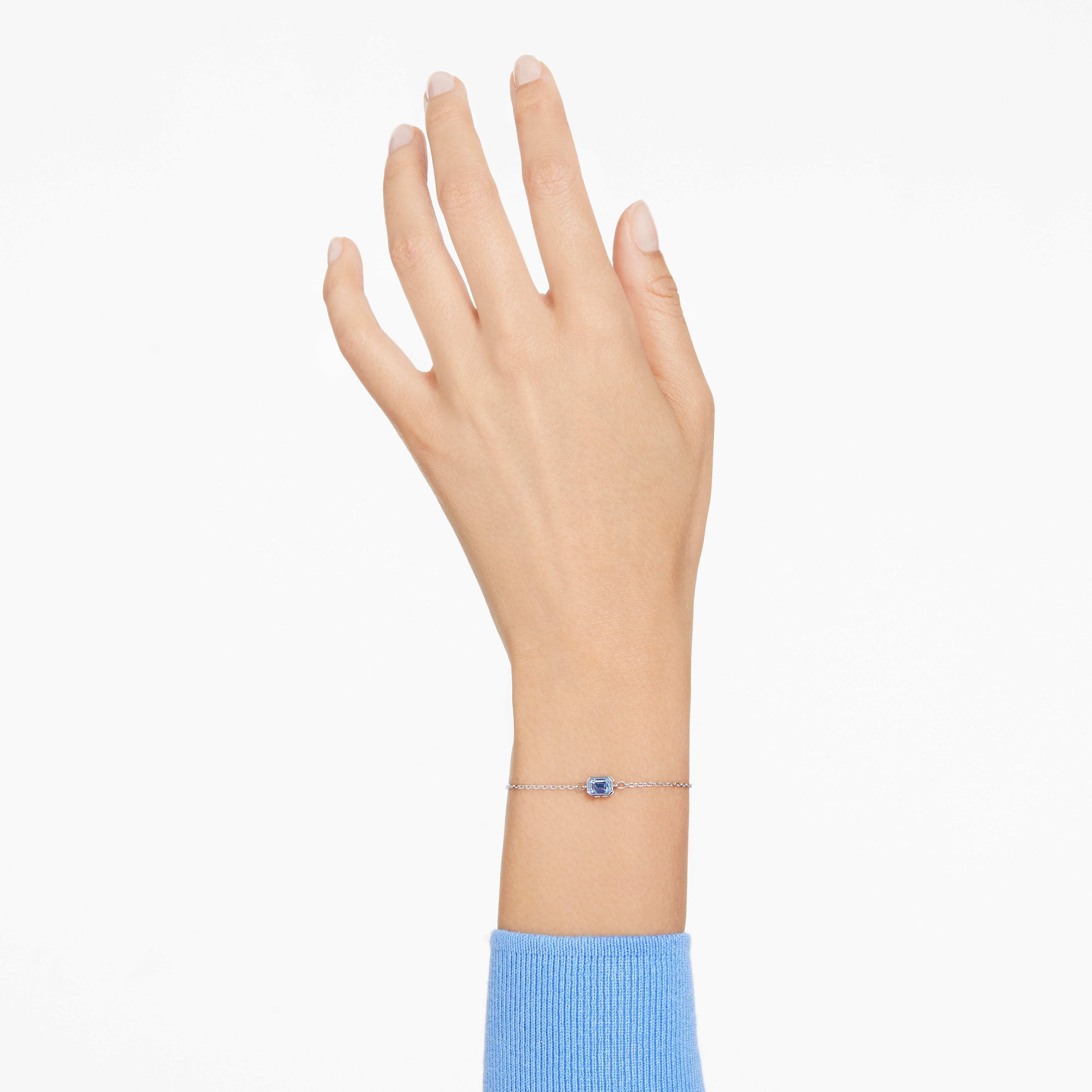 swarovski سوار una angelic، قطع بيضاوي، لون أزرق، طلاء روديوم