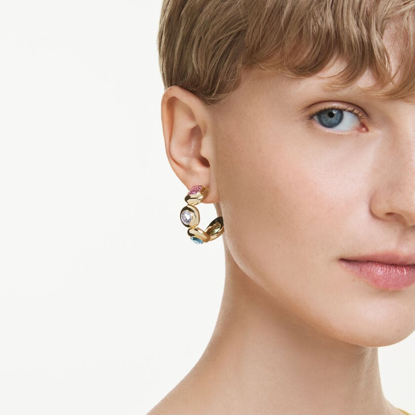 swarovski أقراط حلقية gema، قطع متنوع، ألوان متعددة، طلاء باللون الذهبي