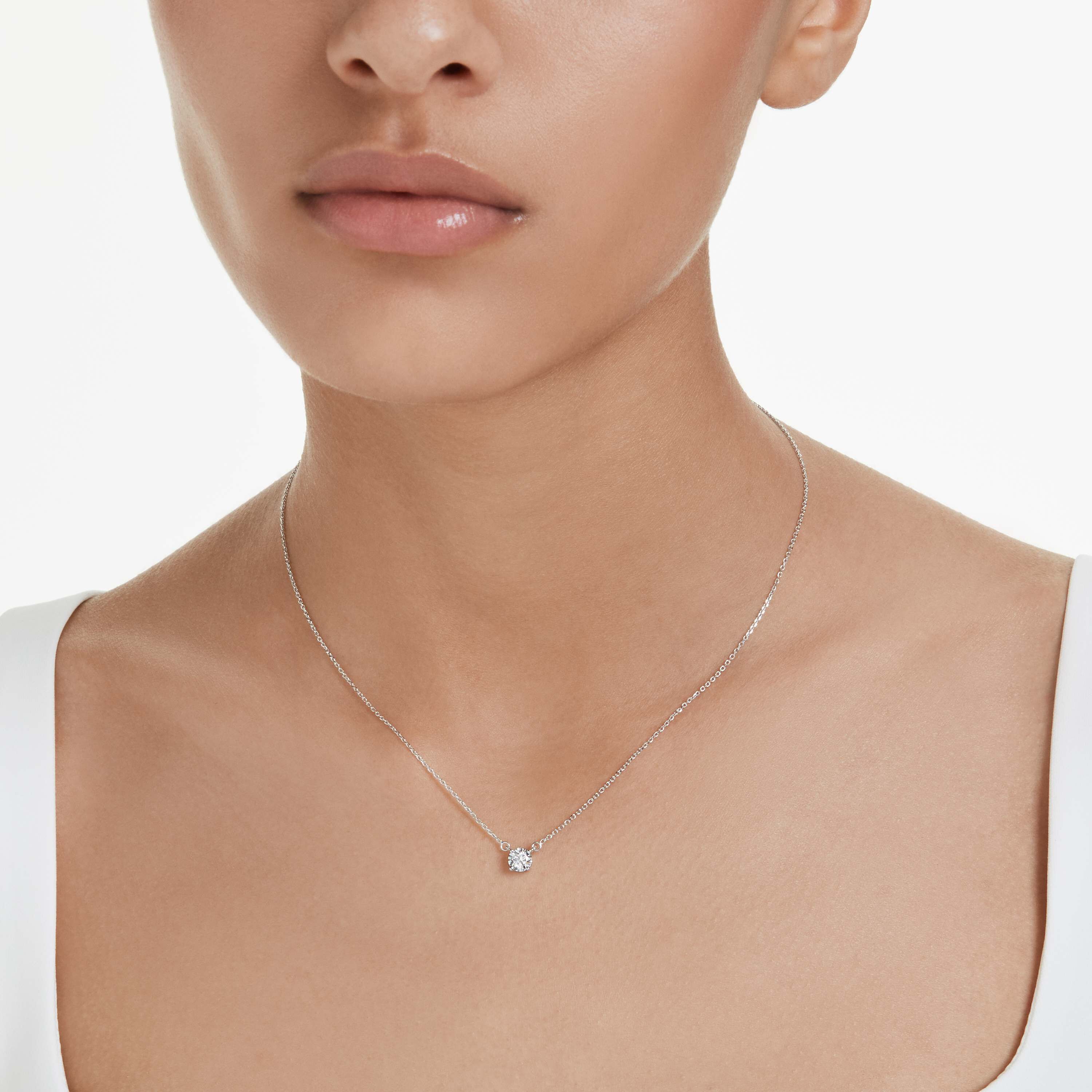 swarovski قلادة eternity، أحجار ألماس مُصنعة في المختبر بإجمالي 0 5 قيراط، شكل دائري، فضة إسترليني