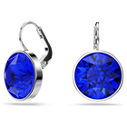 swarovski bella drop earrings round cut blue rhodium plated