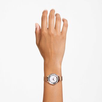 swarovski ساعة octea nova، صناعة سويسرية، سوار معدني، لون ذهبي وردي، لمسة نهائية بلون ذهبي وردي