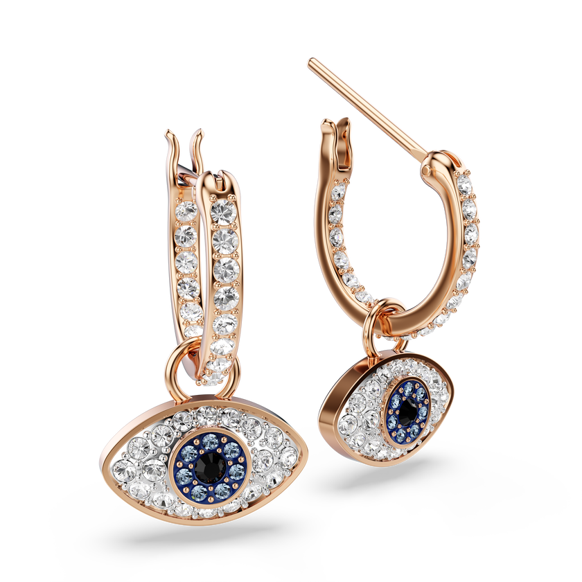 swarovski أقراط متدلية symbolica، شكل عين، ألوان متعددة، طلاء باللون الذهبي الوردي