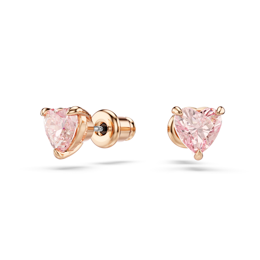swarovski طقم one، قطع على شكل قلب، أحجار كريستال صغيرة متراصة، شكل قلب، لون وردي، لمسة نهائية من معادن مختلطة