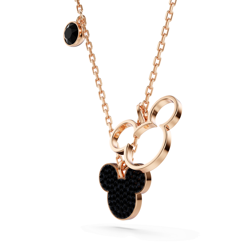 swarovski mickey   minnie pendant  black  rose gold tone plated