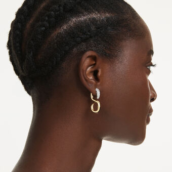 swarovski أقراط dextera، قطع مستدير، لون أبيض، لمسة نهائية من معادن مختلطة