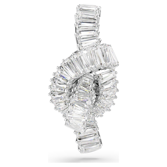 swarovski matrix tack pin baguette cut knot white rhodium plated