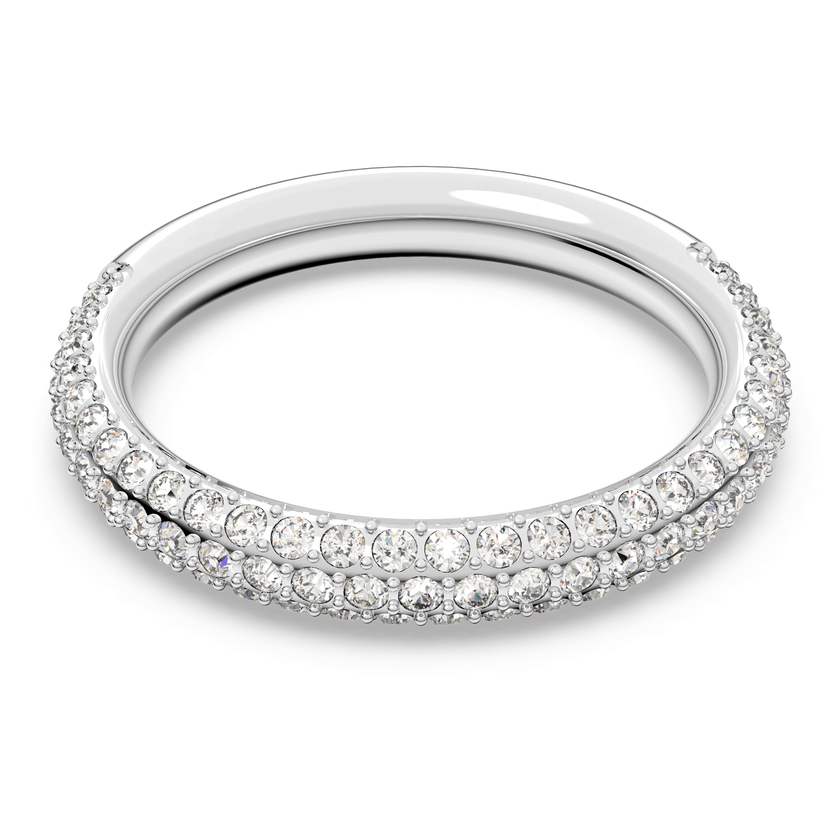swarovski خاتم stone صغير، لون أبيض، طلاء روديوم