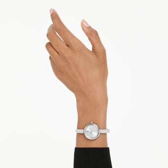 swarovski ساعة sublima بتصميم سوار، صناعة سويسرية، سوار معدني، لون فضي، ستانلس ستيل