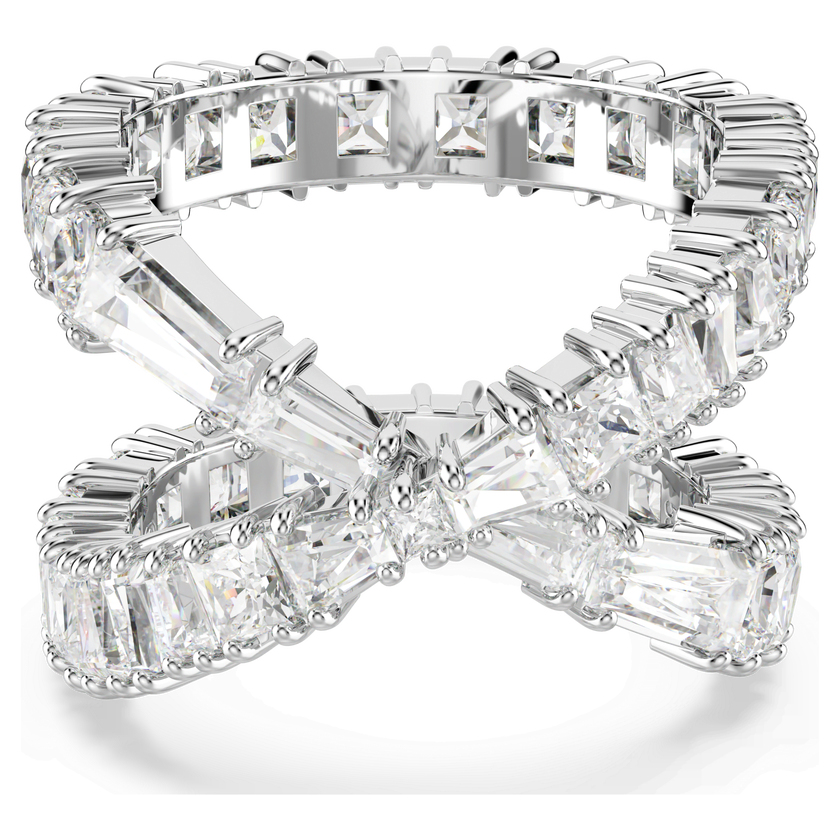 swarovski خاتم hyperbola، شكل إنفينيتي، لون أبيض، طلاء روديوم