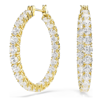 swarovski matrix hoop earrings  round cut  white  gold tone plated