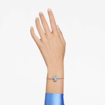 swarovski سوار iconic swan من سواروفسكي، على شكل بجعة، لون أزرق، طلاء روديوم