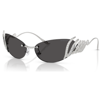 swarovski نظارة شمسية، على شكل عين القطة، حلية على شكل بجعة، لون فضي