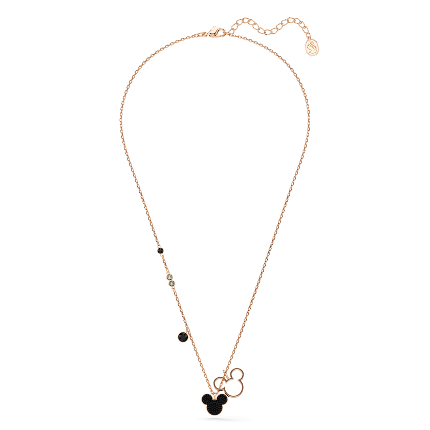swarovski mickey   minnie pendant  black  rose gold tone plated
