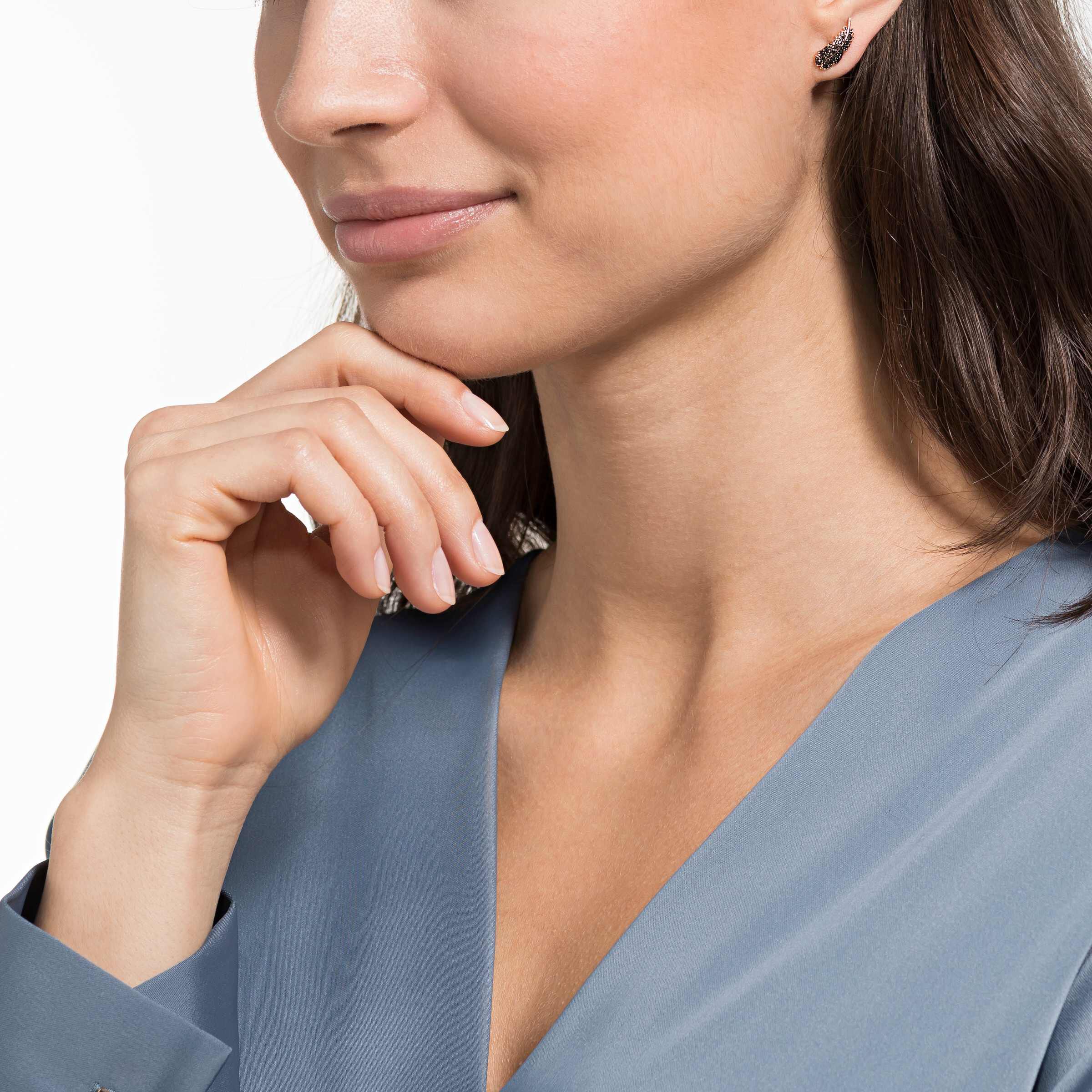 swarovski أقراط الأذن المثقوبة naughty  ، أسود ، مطلي باللون الذهبي الوردي