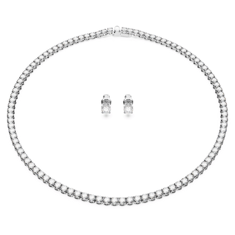 swarovski طقم matrix tennis، قطع مستدير، لون أبيض، طلاء روديوم