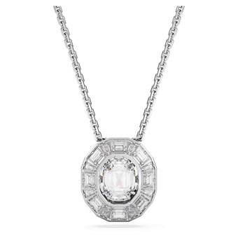 swarovski قلادة mesmera، قطع مثمن، لون أبيض، طلاء روديوم