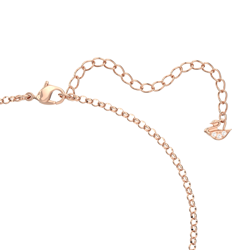 swarovski قلادة further، دوائر متداخلة، لون أبيض، طلاء باللون الذهبي الوردي