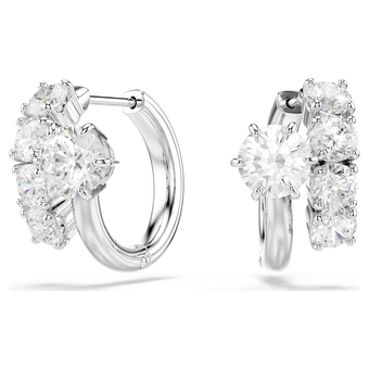 swarovski أقراط حلقية matrix، قطع مستدير، لون أبيض، طلاء روديوم