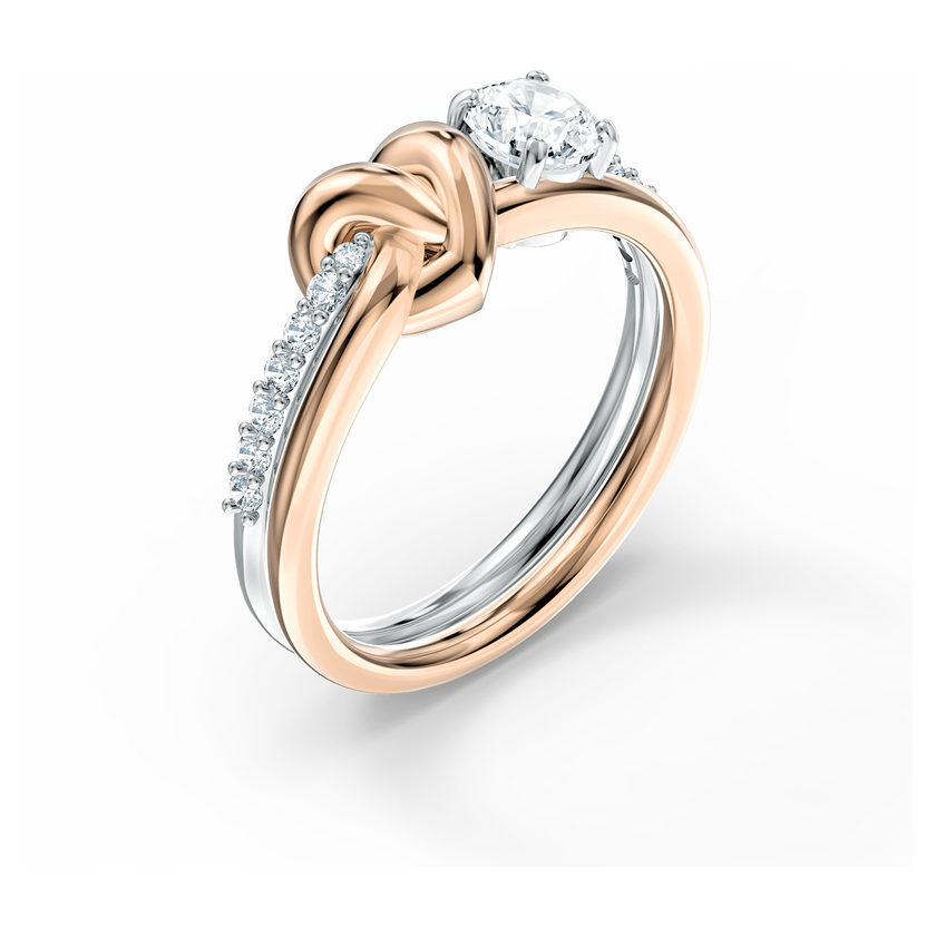 swarovski خاتم lifelong على شكل قلب، لون أبيض، لمسة نهائية من معادن مختلطة