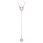 swarovski attract y necklace round cut pink rhodium plated