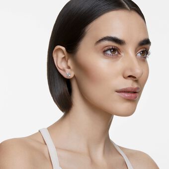 swarovski أقراط attract للأذن المثقوبة، لون أبيض، طلاء روديوم