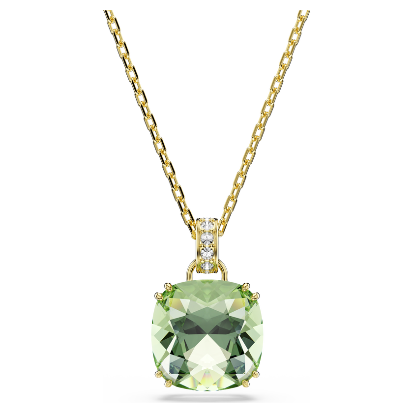swarovski قلادة millenia، قطع الوسادة، لون أخضر، لمسة نهائية من الذهب عيار 18 قيراط