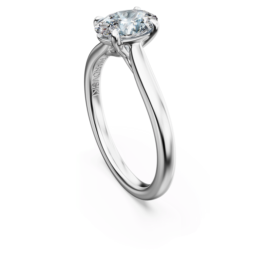 swarovski خاتم سوليتير eternity، ألماس مُصنع في المختبر بإجمالي 1 قيراط، شكل بيضاوي، ذهب أبيض عيار 18