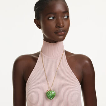 swarovski قلادة idyllia، قطع متنوع، شكل تفاحة، لون أخضر، طلاء باللون الذهبي