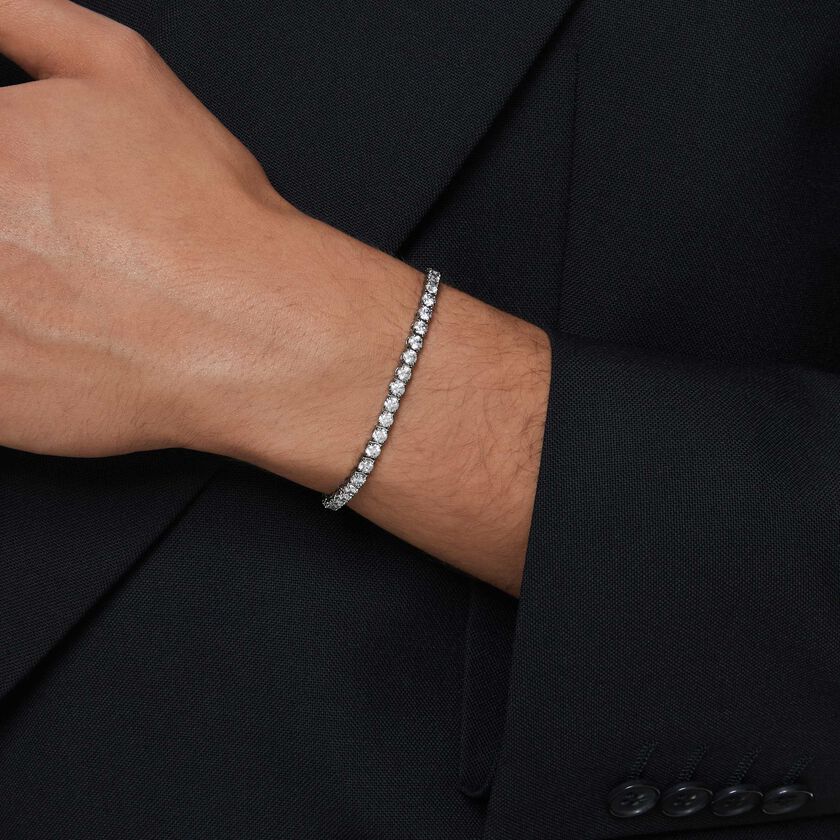 swarovski سوار matrix tennis، قطع مستدير، لون رمادي، طلاء روثينيوم