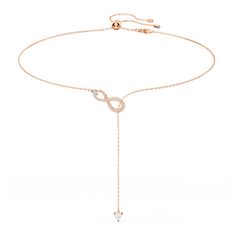 عقد swarovski inifinity على شكل حرف y، لون أبيض، طلاء ذهبي وردي