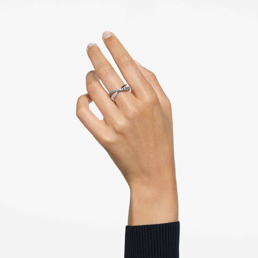swarovski خاتم hyperbola، قطع مستدير، لون أبيض، طلاء روديوم