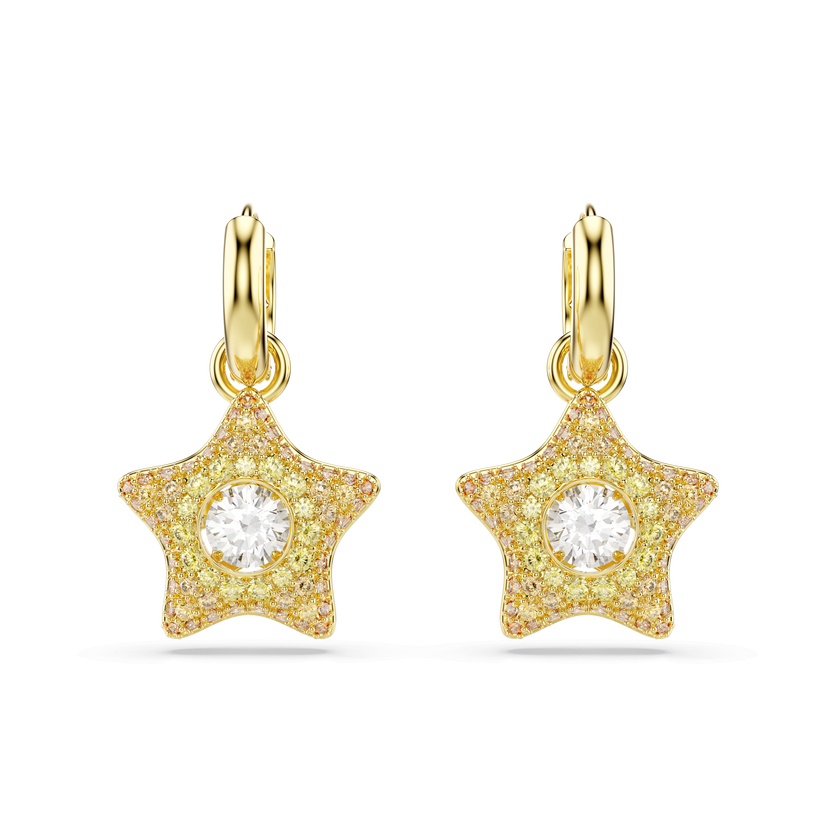 swarovski أقراط متدلية sublima، قطع مستدير، نجمة، ألوان متعددة، لمسة نهائية من الذهب عيار 18 قيراط