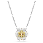 Idyllia pendant, Flower, Yellow, Rhodium plated