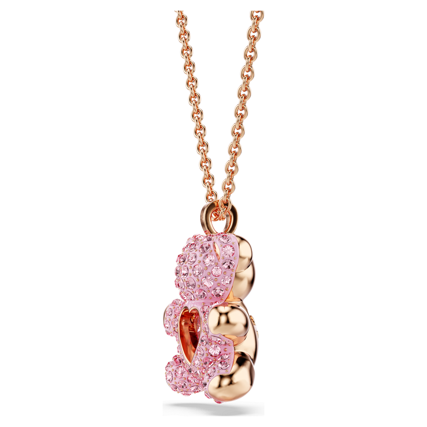 swarovski قلادة teddy، شكل دب، لون وردي، لمسة نهائية من الذهب الوردي عيار 18 قيراط