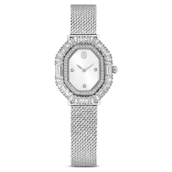swarovski matrix octagon watch metal bracelet silver tone stainless steel