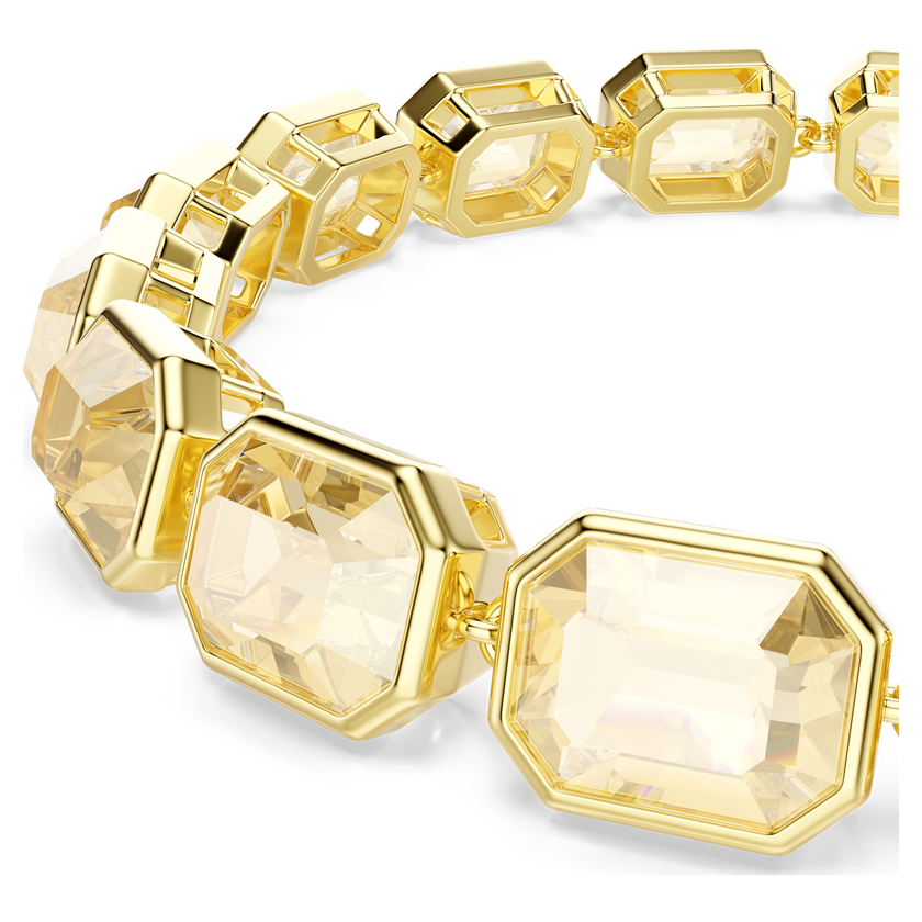 swarovski عقد millenia tennis، قطع مثمن، لون كراميل، طلاء باللون الذهبي